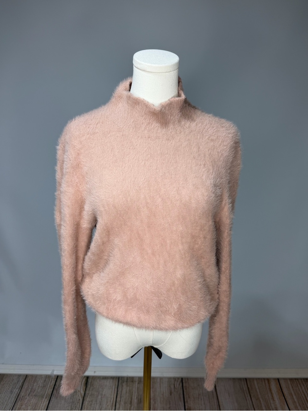 Express Blush Pink Fuzzy Mock Neck Sweater